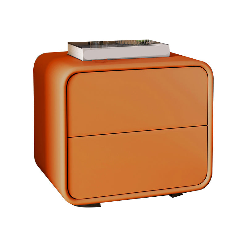 Mesa de 2 cajones de estilo contemporáneo Marco de madera maciza de cuero Nightsand