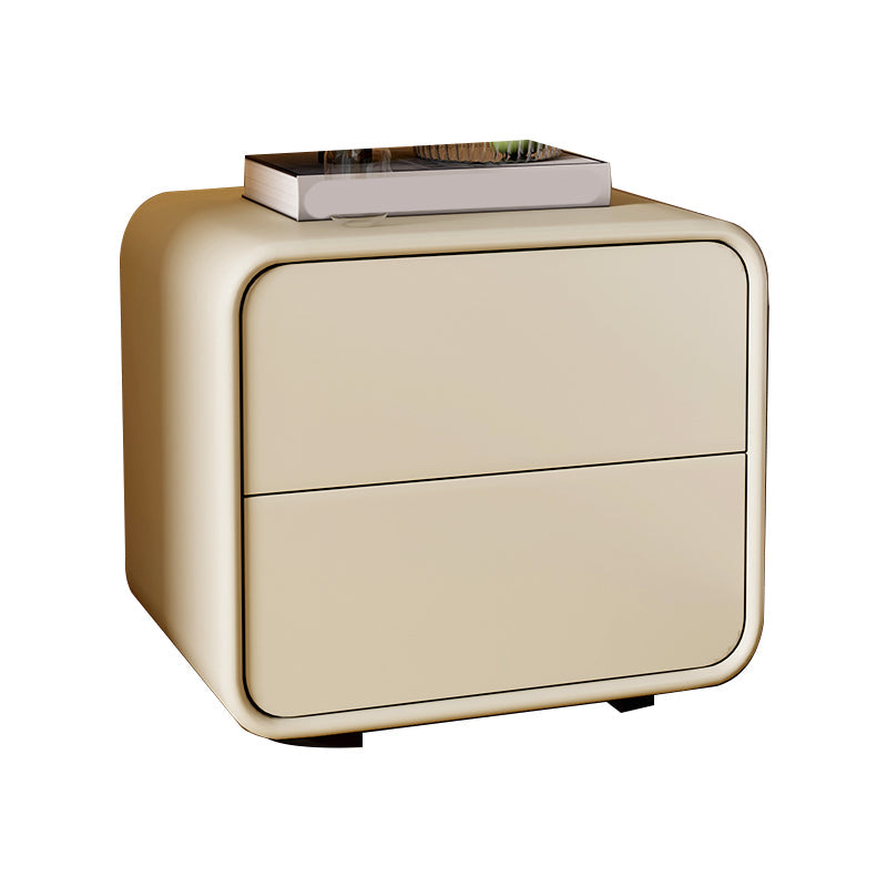 Mesa de 2 cajones de estilo contemporáneo Marco de madera maciza de cuero Nightsand