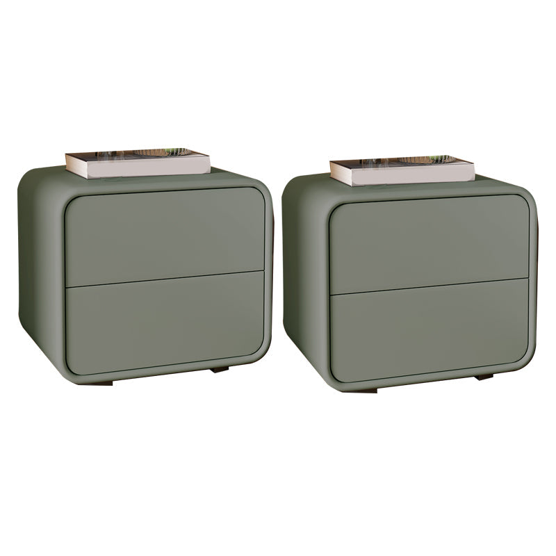 Mesa de 2 cajones de estilo contemporáneo Marco de madera maciza de cuero Nightsand