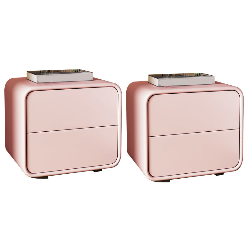 Mesa de 2 cajones de estilo contemporáneo Marco de madera maciza de cuero Nightsand