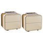 Mesa de 2 cajones de estilo contemporáneo Marco de madera maciza de cuero Nightsand
