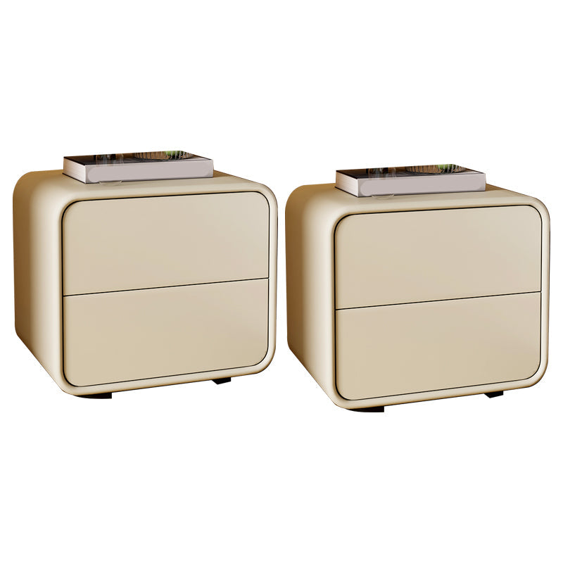 Mesa de 2 cajones de estilo contemporáneo Marco de madera maciza de cuero Nightsand