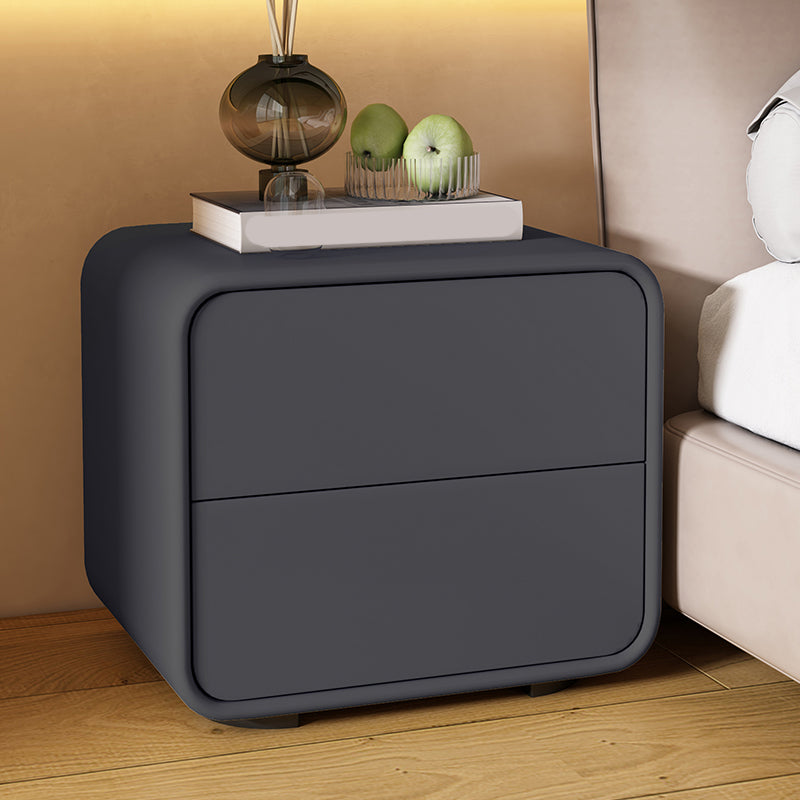 Mesa de 2 cajones de estilo contemporáneo Marco de madera maciza de cuero Nightsand