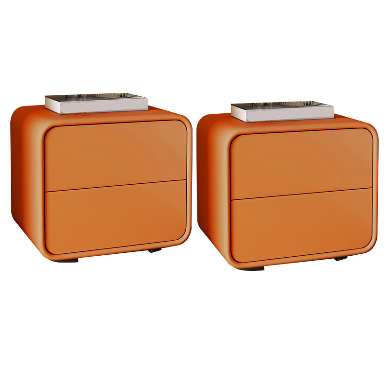 Mesa de 2 cajones de estilo contemporáneo Marco de madera maciza de cuero Nightsand