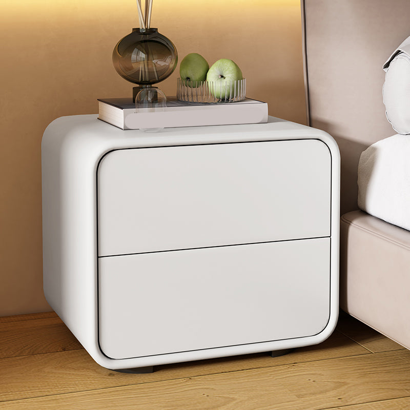 Mesa de 2 cajones de estilo contemporáneo Marco de madera maciza de cuero Nightsand