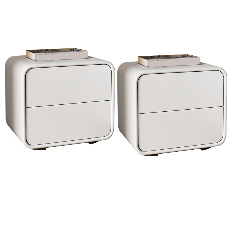 Mesa de 2 cajones de estilo contemporáneo Marco de madera maciza de cuero Nightsand