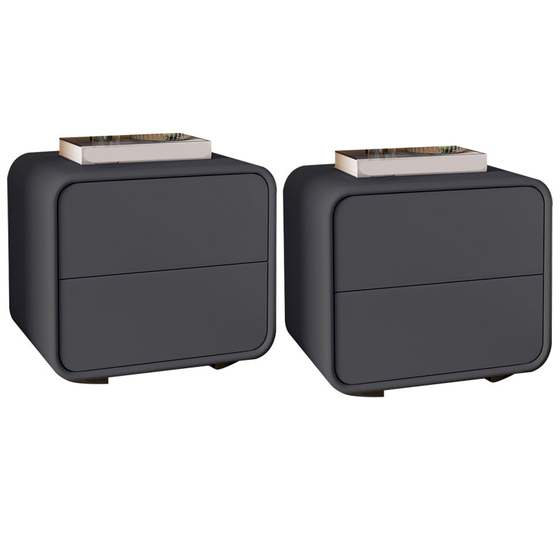 Mesa de 2 cajones de estilo contemporáneo Marco de madera maciza de cuero Nightsand