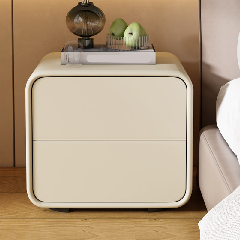 Mesa de 2 cajones de estilo contemporáneo Marco de madera maciza de cuero Nightsand