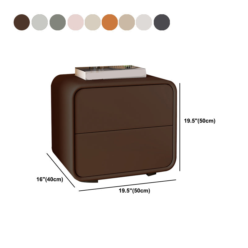 Mesa de 2 cajones de estilo contemporáneo Marco de madera maciza de cuero Nightsand