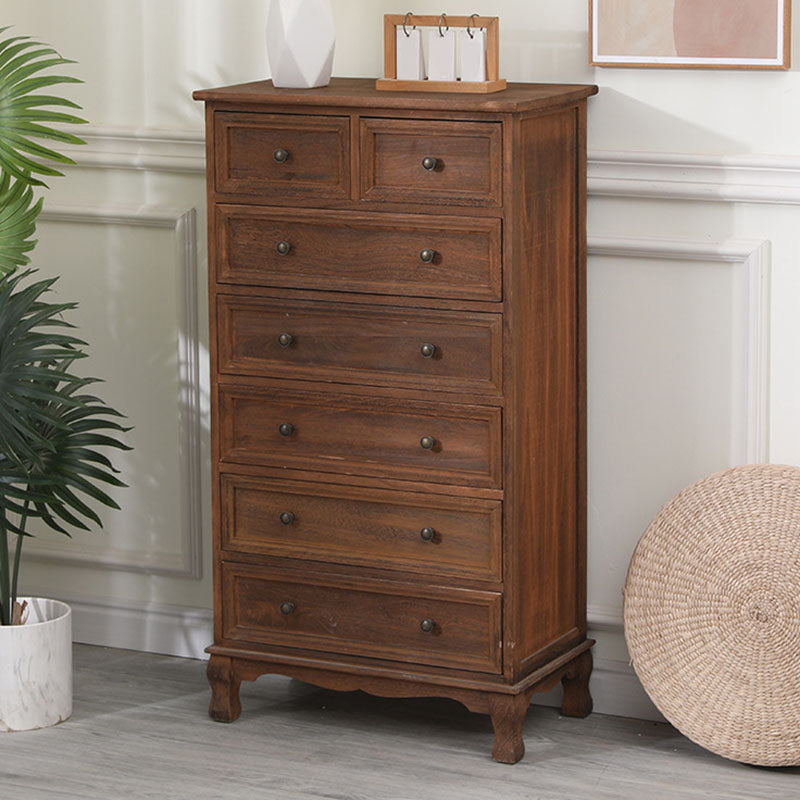 Contemporary Bedroom Storage Chest Dresser Solid Wood Dresser 24"L x 14"W x 43"H Coffee Clearhalo 'Bedroom Furniture' 'Dressers & Chests' 'dressers_chests' 'furn' 'furn_dressers_chests' 'Furniture' 5755678