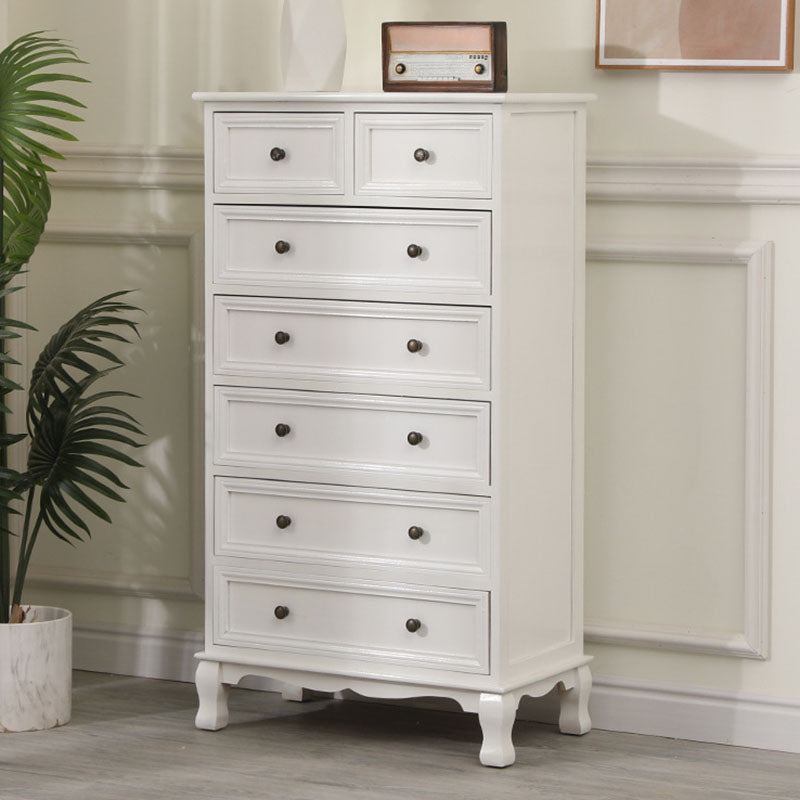 Contemporary Bedroom Storage Chest Dresser Solid Wood Dresser 24"L x 14"W x 43"H White Clearhalo 'Bedroom Furniture' 'Dressers & Chests' 'dressers_chests' 'furn' 'furn_dressers_chests' 'Furniture' 5755679