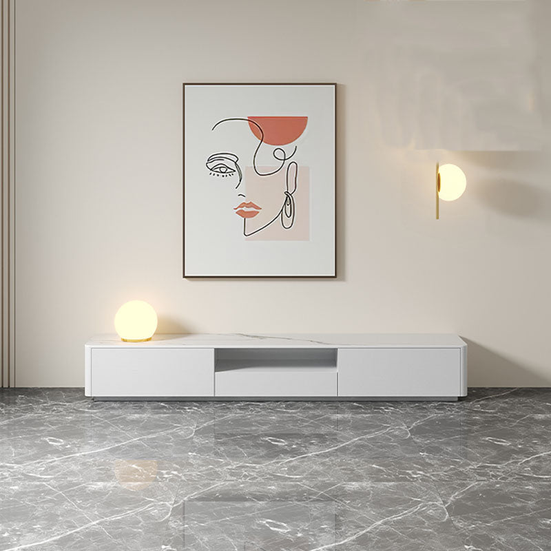 Contemporary TV Console White Wooden TV Media Stand for Living Room 71"L x 16"W x 14"H Stone Clearhalo 'furn' 'furn_tv_stands_entertainment_centers' 'Furniture' 'Living Room Furniture' 'TV Stands & Entertainment Centers' 'TV Stands & Media Storage Furniture' 'tv_stands_entertainment_centers' 5755707