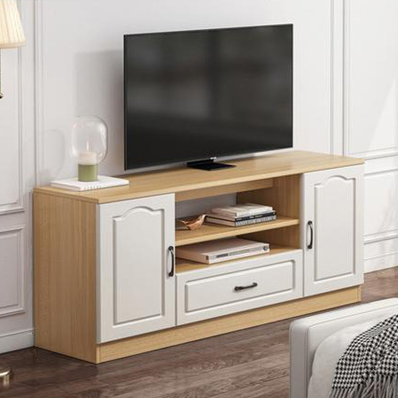 23.5 "H Modern Wooden TV Consola Open Storage Stand con cajón y puertas