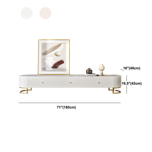 Console per supporto TV in stile glam, console TV bianca/ beige con cassetti e gambe morbidi