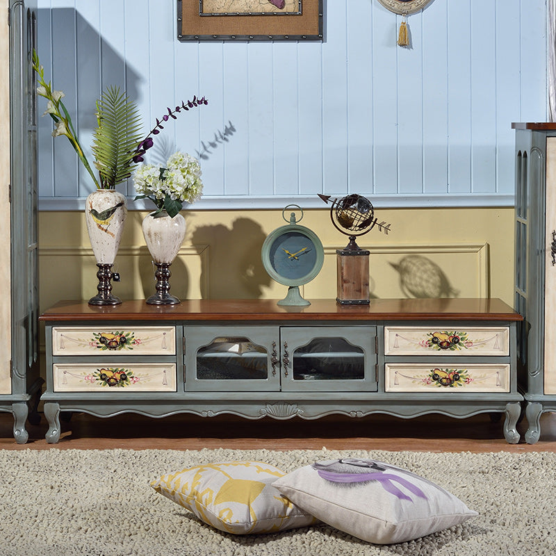 Traditional 4 Drawers TV Console Disressed Wood TV Stand with Shelf Grey Clearhalo 'furn' 'furn_tv_stands_entertainment_centers' 'Furniture' 'Living Room Furniture' 'TV Stands & Entertainment Centers' 'TV Stands & Media Storage Furniture' 'tv_stands_entertainment_centers' 5755868