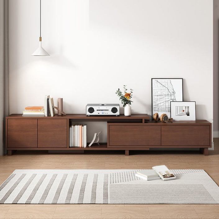 Modern TV Stand with Cabinet Wooden TV Stand for TVs up to 94.5" W Walnut 4 Clearhalo 'furn' 'furn_tv_stands_entertainment_centers' 'Furniture' 'Living Room Furniture' 'TV Stands & Entertainment Centers' 'TV Stands & Media Storage Furniture' 'tv_stands_entertainment_centers' 5755882