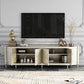 Glam Wood TV Media Stand con puertas, consola de soporte de televisión de almacenamiento cerrado