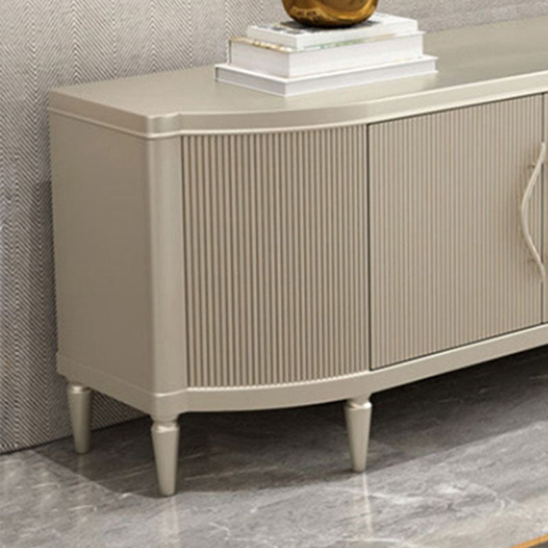 Glam Wood TV Media Stand con puertas, consola de soporte de televisión de almacenamiento cerrado