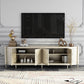 Glam Wood TV Media Stand con puertas, consola de soporte de televisión de almacenamiento cerrado