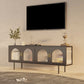Support TV industriel 4 portes, console TV en métal et verre