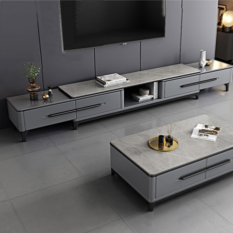 Contemporary Stone Top TV Stand Home TV Cabinet with Drawers for Living Room Gray Gray Clearhalo 'furn' 'furn_tv_stands_entertainment_centers' 'Furniture' 'Living Room Furniture' 'TV Stands & Entertainment Centers' 'TV Stands & Media Storage Furniture' 'tv_stands_entertainment_centers' 5755950