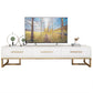 Glam Glass Top TV Stand in Black/White Steel Frame TV Console with Drawer