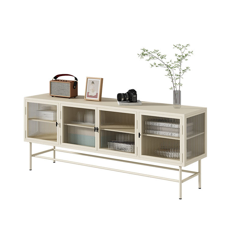 Industrial Metal and Glass TV Media Console 4-Door TV Media Stand Clearhalo 'furn' 'furn_tv_stands_entertainment_centers' 'Furniture' 'Living Room Furniture' 'TV Stands & Entertainment Centers' 'TV Stands & Media Storage Furniture' 'tv_stands_entertainment_centers' 5755996