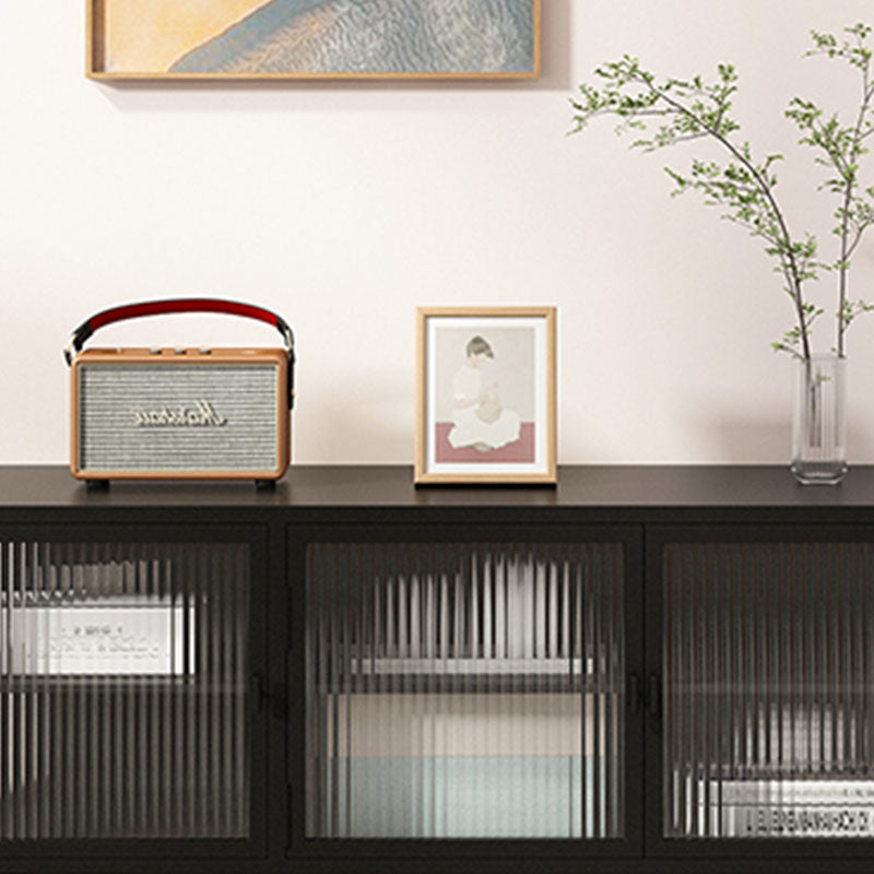 Industrial Metal and Glass TV Media Console 4-Door TV Media Stand Clearhalo 'furn' 'furn_tv_stands_entertainment_centers' 'Furniture' 'Living Room Furniture' 'TV Stands & Entertainment Centers' 'TV Stands & Media Storage Furniture' 'tv_stands_entertainment_centers' 5755997