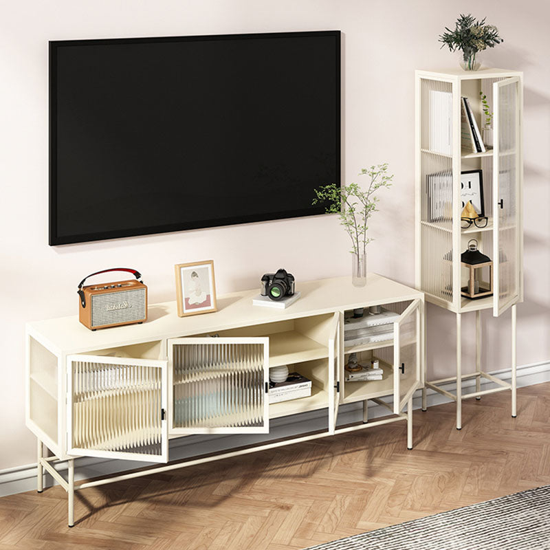 Industrial Metal and Glass TV Media Console 4-Door TV Media Stand Clearhalo 'furn' 'furn_tv_stands_entertainment_centers' 'Furniture' 'Living Room Furniture' 'TV Stands & Entertainment Centers' 'TV Stands & Media Storage Furniture' 'tv_stands_entertainment_centers' 5756000