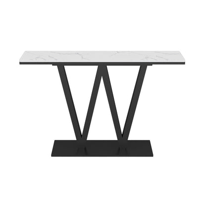 現代のコンソールテーブル大理石の鉄長方形ステイン耐性コンソールソファテーブル