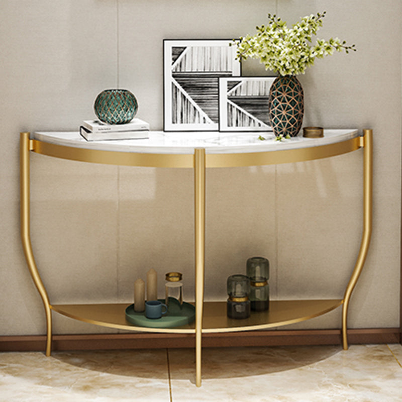 Glam Hall Console Table with 3 Legs 1-shelf Slate Moon Console Table Gold Clearhalo 'Console Tables' 'console_tables' 'Entry & Mudroom Furniture' 'furn' 'furn_console_tables' 'Furniture' 5756032