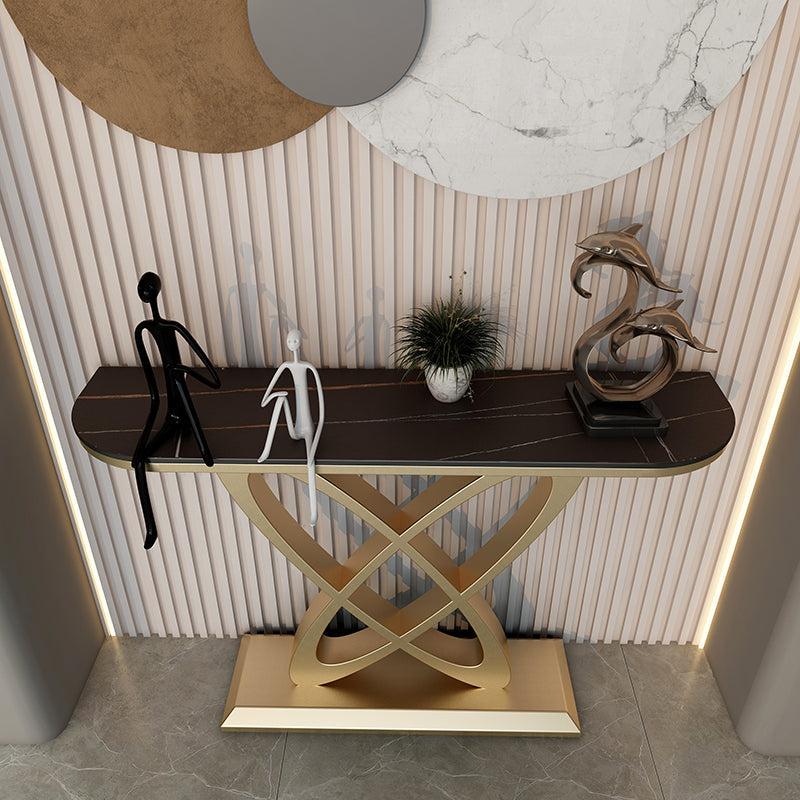 Mesa de consola de sofá de acero y piedra, mesa de acento de la consola Hall de 31.5 "