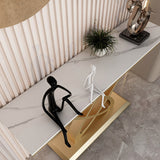 Mesa de consola de sofá de acero y piedra, mesa de acento de la consola Hall de 31.5 "