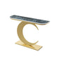 Console mezza luna in stile glam con base di piedistallo di ferro per Hall