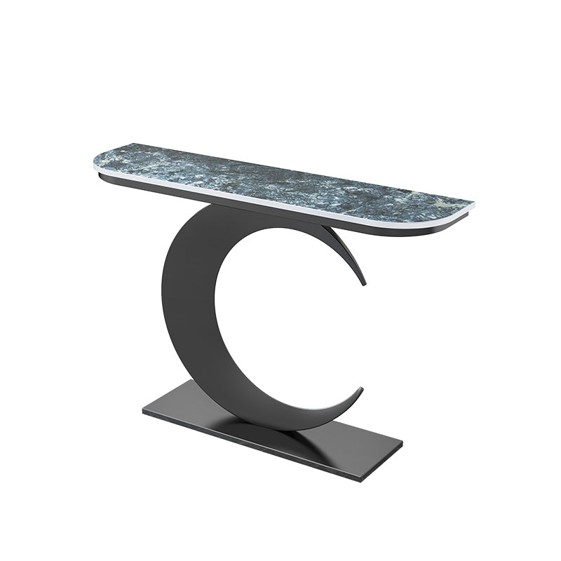 Console mezza luna in stile glam con base di piedistallo di ferro per Hall