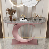 Console mezza luna in stile glam con base di piedistallo di ferro per Hall