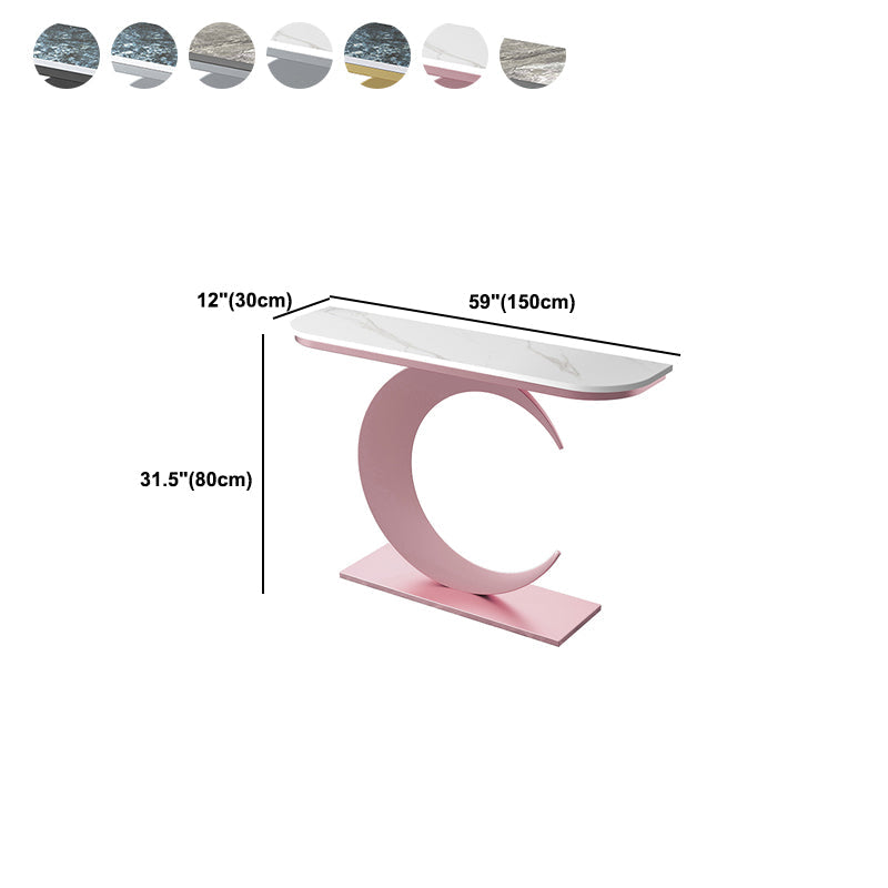 Console mezza luna in stile glam con base di piedistallo di ferro per Hall