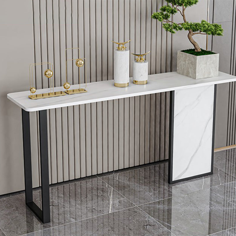 Tavolo di accento di base di ferro con top di pietra rettangolo per console Hall