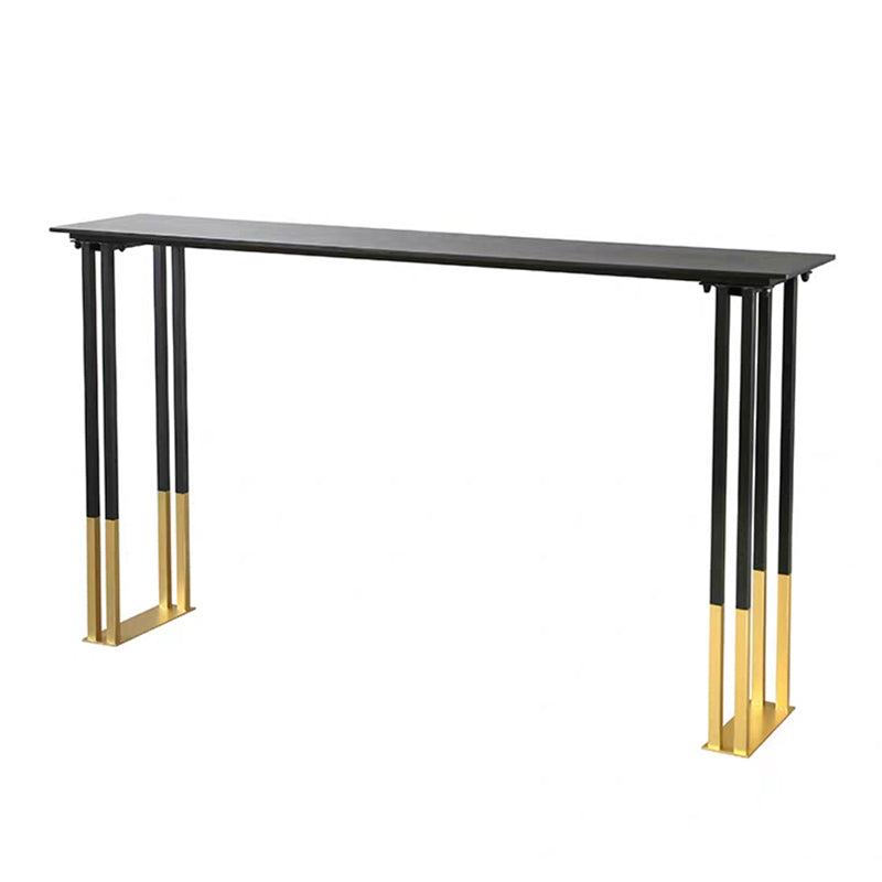 Glam Black Pub Table for Home Rectangle Pine Wood Top Bar Table
