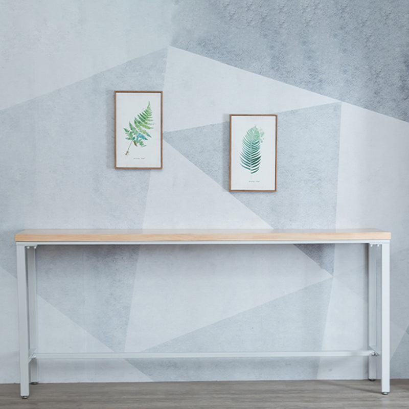 Tabella del bistrot industriale telaio in metallo bianco tavolo da top in legno naturale