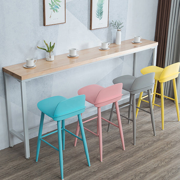 Tabella del bistrot industriale telaio in metallo bianco tavolo da top in legno naturale