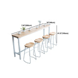 Tabella del bistrot industriale telaio in metallo bianco tavolo da top in legno naturale