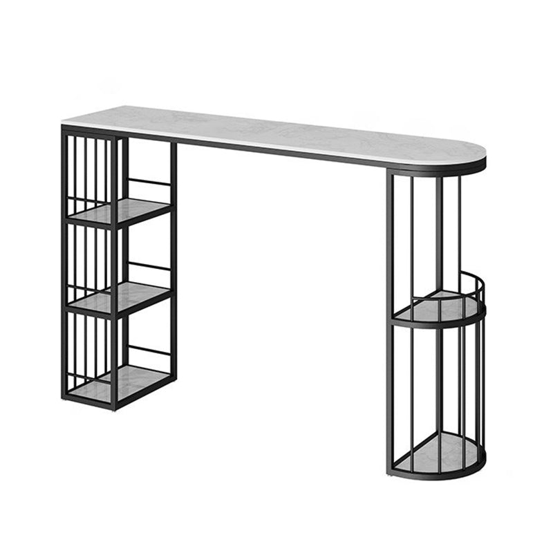 Specialty Stone Top Bar Table with Storage Base Contemporary Pub Table Black Without Chairs Clearhalo 'Bar Furniture' 'Bar Tables' 'bar_tables' 'furn' 'furn_bar_tables' 'Furniture' 'Kitchen & Dining Furniture' 5756615