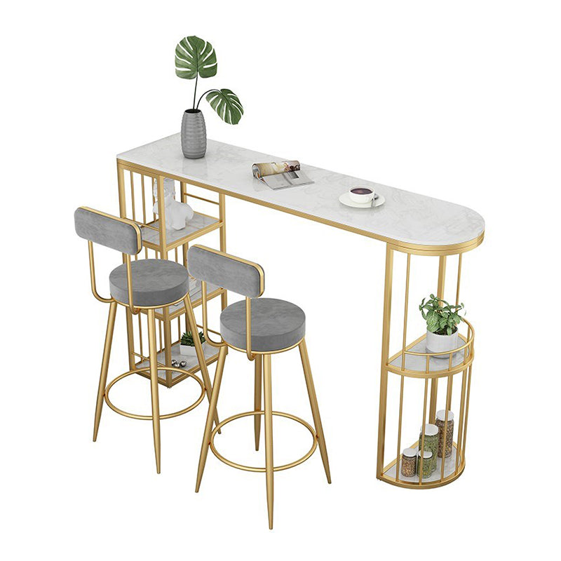 Specialty Stone Top Bar Table with Storage Base Contemporary Pub Table Clearhalo 'Bar Furniture' 'Bar Tables' 'bar_tables' 'furn' 'furn_bar_tables' 'Furniture' 'Kitchen & Dining Furniture' 5756620