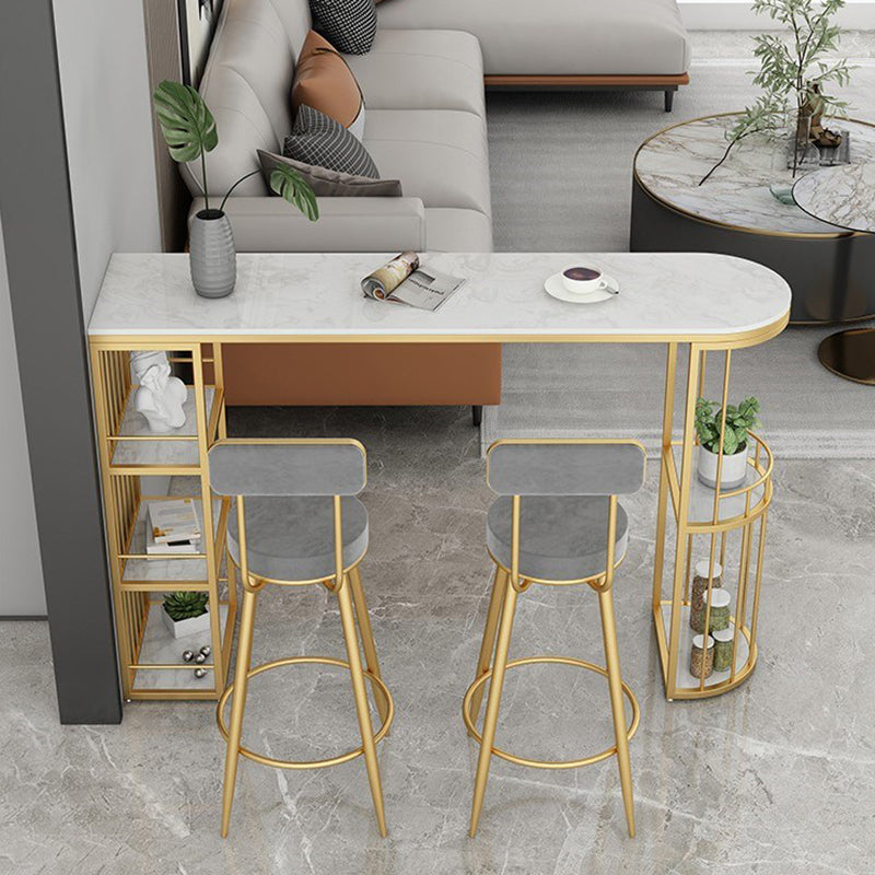 Specialty Stone Top Bar Table with Storage Base Contemporary Pub Table Clearhalo 'Bar Furniture' 'Bar Tables' 'bar_tables' 'furn' 'furn_bar_tables' 'Furniture' 'Kitchen & Dining Furniture' 5756627