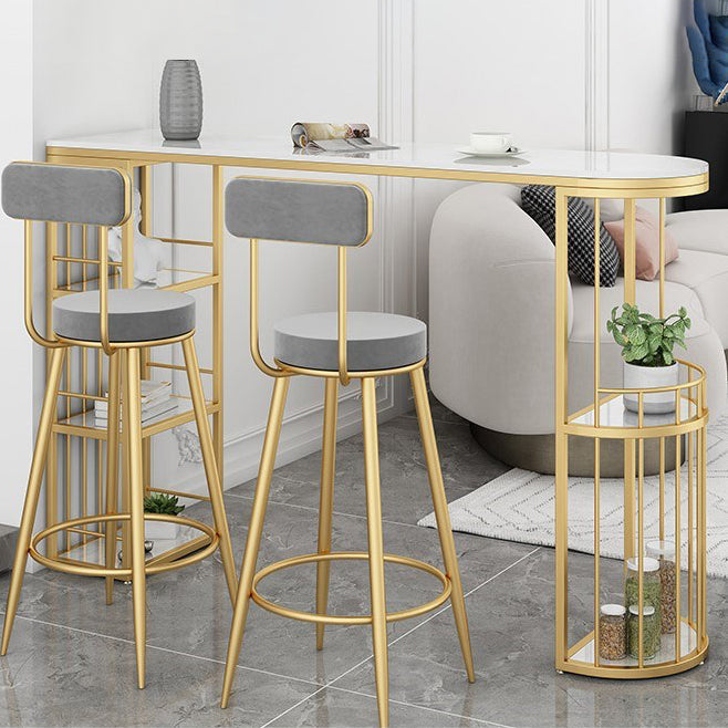 Specialty Stone Top Bar Table with Storage Base Contemporary Pub Table Clearhalo 'Bar Furniture' 'Bar Tables' 'bar_tables' 'furn' 'furn_bar_tables' 'Furniture' 'Kitchen & Dining Furniture' 5756629