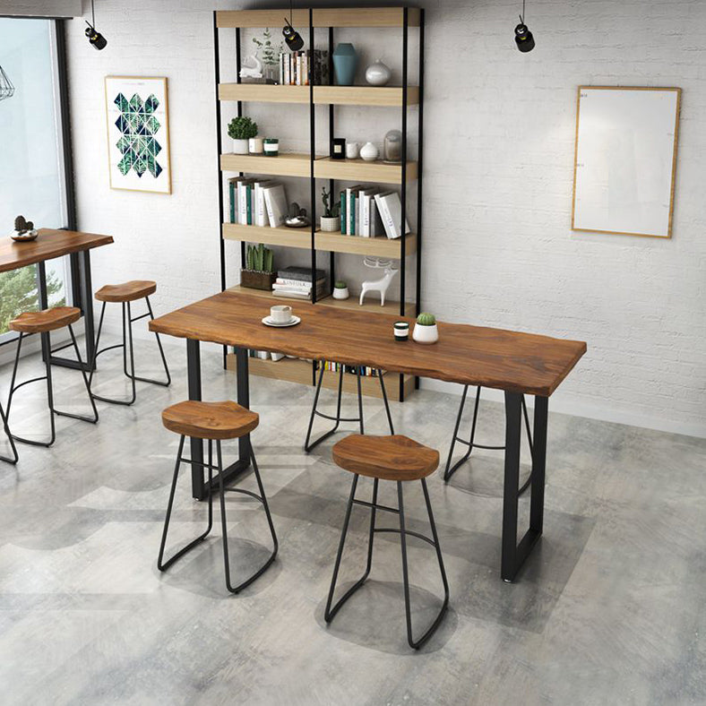 Juego de mesa de bar moderno, mesa de mostrador rectangular de madera de pino de 1/2/5 piezas con taburetes altos