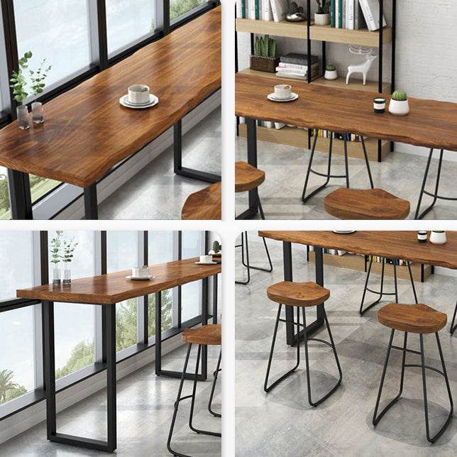 Juego de mesa de bar moderno, mesa de mostrador rectangular de madera de pino de 1/2/5 piezas con taburetes altos
