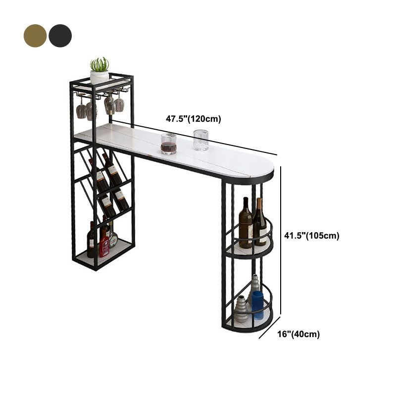 Glam 1/2/3 Pieces Bar Table Set Rectangle Stone Bar Table with Metal High Stools Clearhalo 'Bar Furniture' 'furn' 'furn_home_bar_bar_sets' 'Furniture' 'Home Bars & Bar Sets' 'home_bar_bar_sets' 'Kitchen & Dining Furniture' 5758706