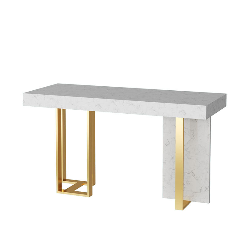 Indoor Modern Pub Dining Set 1/2/5 Pieces White Stone Top Bar Pub Table Set White 78.7"L x 17.7"W Clearhalo 'Bar Furniture' 'furn' 'furn_home_bar_bar_sets' 'Furniture' 'Home Bars & Bar Sets' 'home_bar_bar_sets' 'Kitchen & Dining Furniture' 5758734